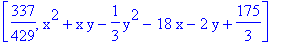 [337/429, x^2+x*y-1/3*y^2-18*x-2*y+175/3]